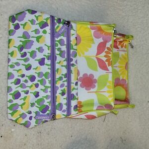 Lot of 3 Clinique Multi Color Floral Cosmetic Makeup Bags